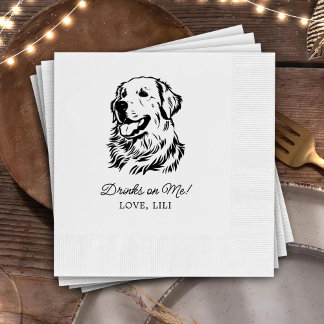 Golden Retriever Dog Personalisierte Drinks auf mi Serviette