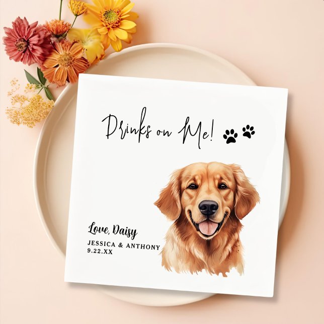 Golden Retriever Dog Personalisierte Drinks auf mi Serviette (Von Creator hochgeladen)