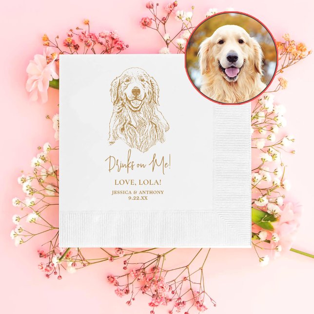 Golden Retriever Dog Personalisierte Drinks auf mi Serviette (Von Creator hochgeladen)