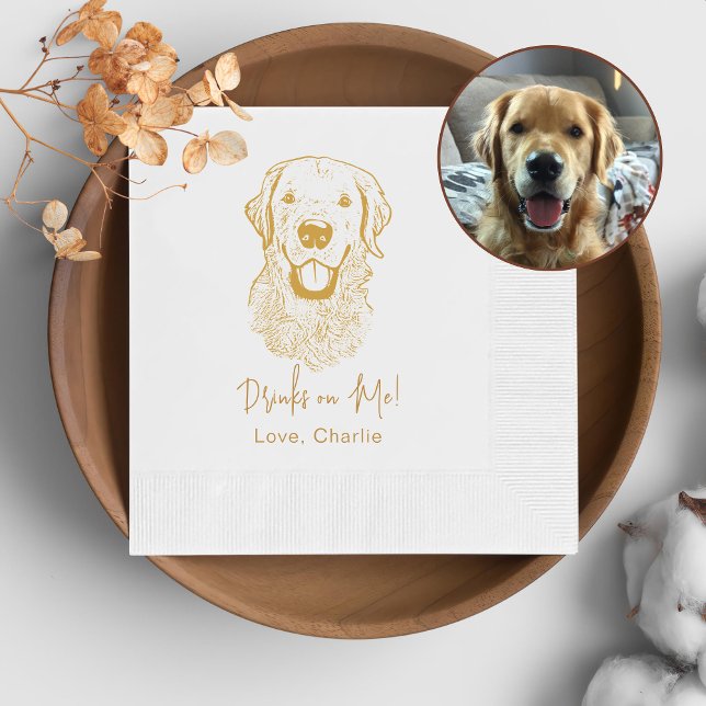 Golden Retriever Dog Personalisiertes Getränk zu m Serviette (Von Creator hochgeladen)