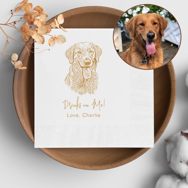 Golden Retriever Dog Personalisiertes Getränk zu m Serviette (Von Creator hochgeladen)
