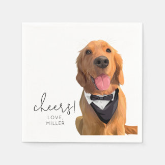 Golden Retriever Dog Pet Wedding Beverage Napkin Serviette