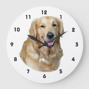 Golden Retriever dog photo portrait Große Wanduhr