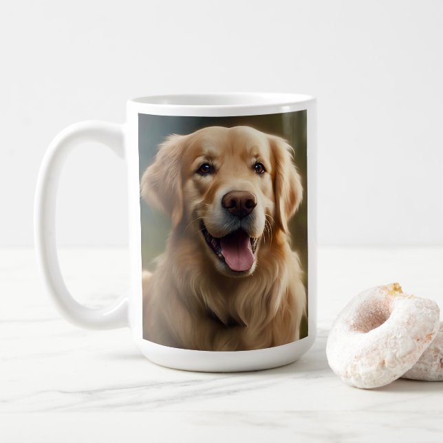 Golden Retriever Dog Portrait Pose Kaffeetasse (Mit Donut)