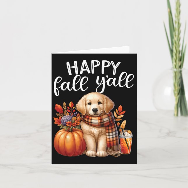 Golden Retriever Dog Pumpkin Gewürz Happy Fall Yal Karte (Vorderseite)