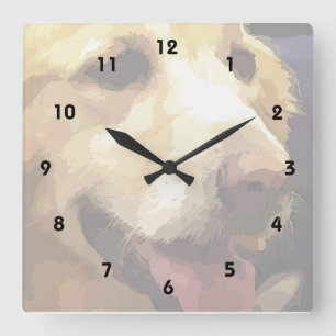 Golden Retriever dog Quadratische Wanduhr