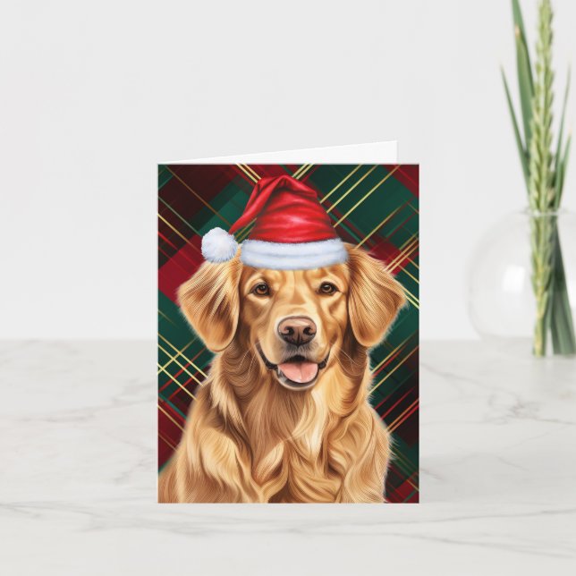 Golden Retriever Dog Red Green Kariert Weihnachten (Vorderseite)