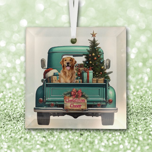 Golden Retriever Dog Retro LKW Weihnachten Ornament Aus Glas (Von Creator hochgeladen)