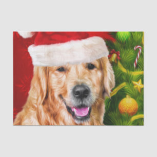 Golden Retriever Dog Santa Seidenpapier
