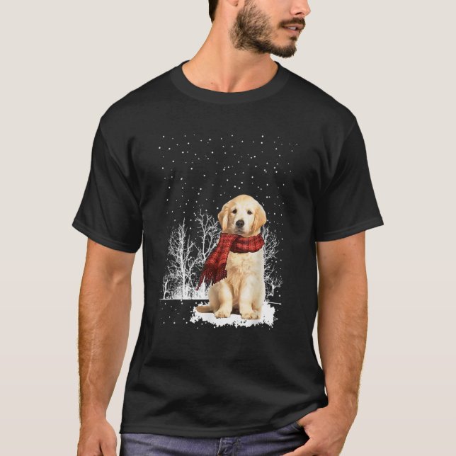Golden Retriever Dog Scarf Christmas Tree Xmas Sno T-Shirt (Vorderseite)