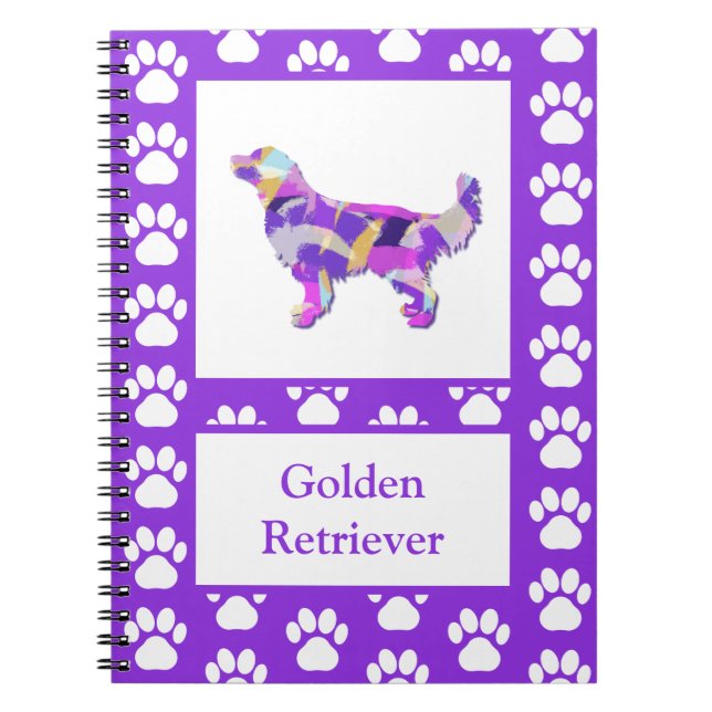 Golden Retriever Dog Silhouette Paw Lila PY&B Notizblock (Vorderseite)