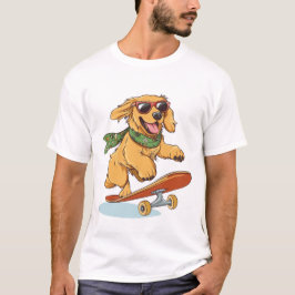 Golden Retriever Dog Skateboarding T-Shirt