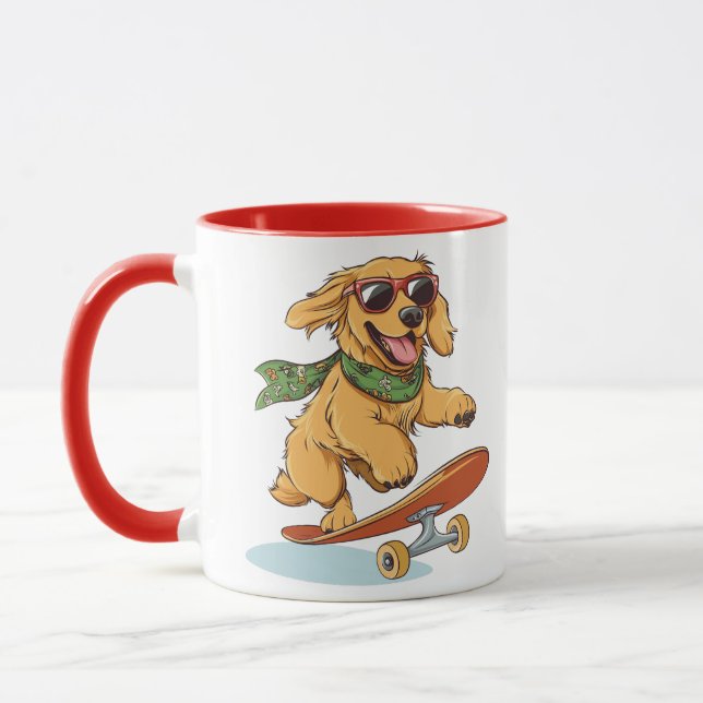 Golden Retriever Dog Skateboarding Tasse (Links)