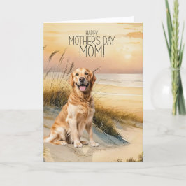 Golden Retriever Dog Sunset Beach Mother's Day Feiertagskarte