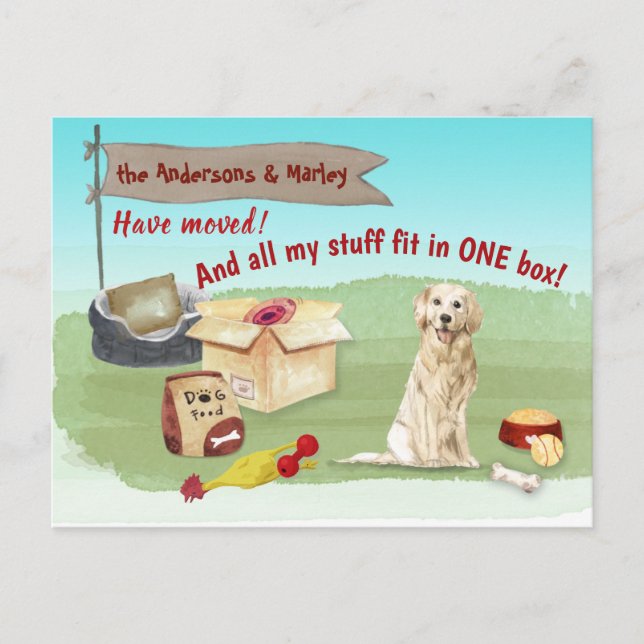 Golden Retriever Dog Toys unsere neue Zuhause Postkarte (Vorderseite)