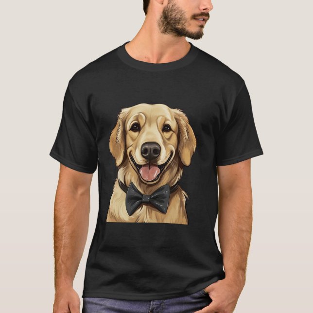Golden Retriever Dog Tragebow Krawatte Black Neckw T-Shirt (Vorderseite)