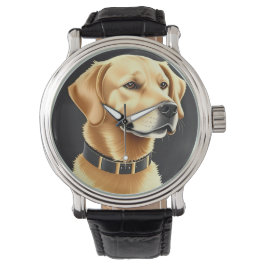 Golden Retriever Dog Tragen eines Lederkronen Armbanduhr