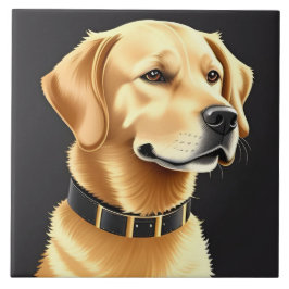 Golden Retriever Dog Tragen eines Lederkronen Fliese