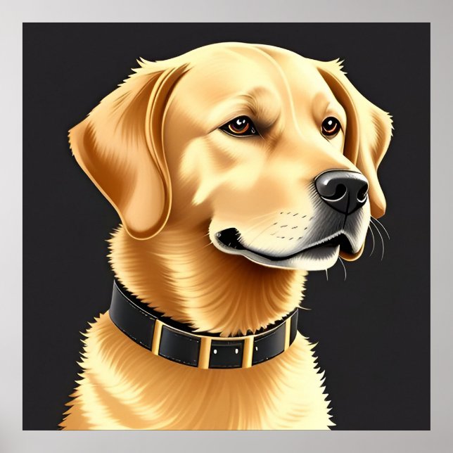 Golden Retriever Dog Tragen eines Lederkronen Poster (Vorne)