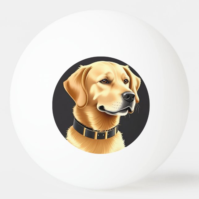 Golden Retriever Dog Tragen eines Lederkronen Tischtennisball (Vorderseite)