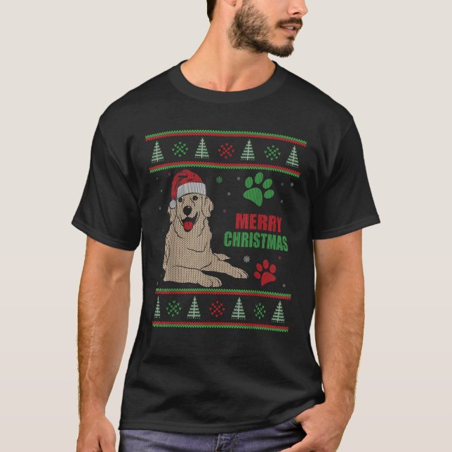 Golden Retriever Dog Ugly Christmas Style Light or T-Shirt (Vorderseite)
