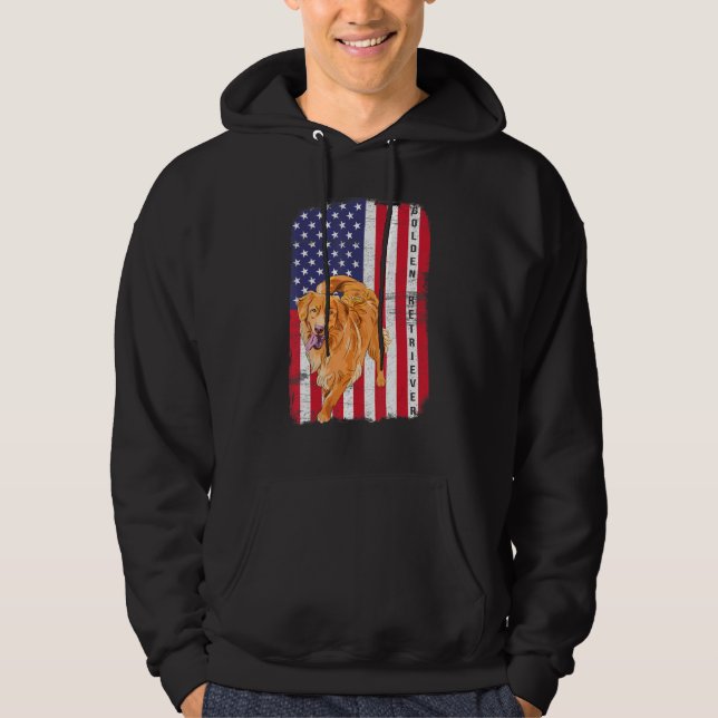 Golden Retriever Dog US Flag Happy July 4th Americ Hoodie (Vorderseite)