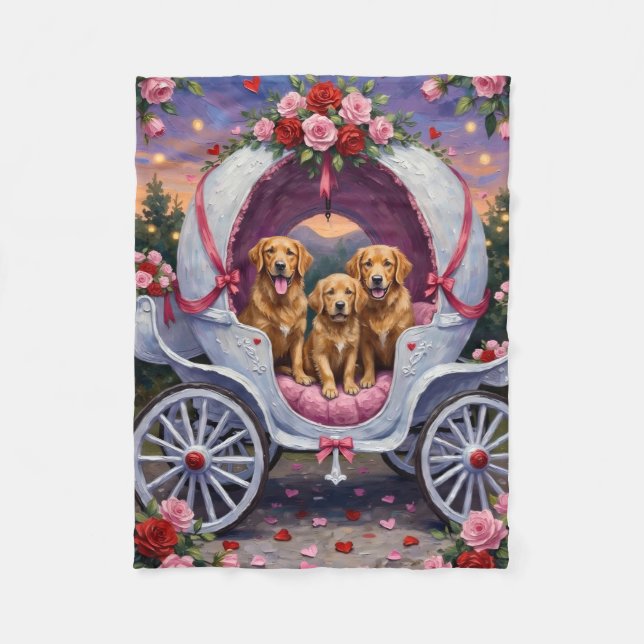 Golden Retriever Dog Valentine's Day  Fleecedecke (Vorderseite)