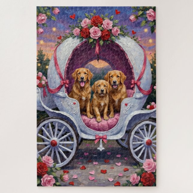 Golden Retriever Dog Valentine's Day  Puzzle (Vertikal)