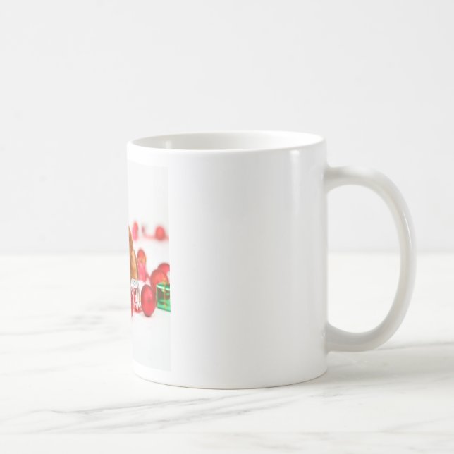 Golden Retriever Dog W Rote Weihnachtsmannmütze We Kaffeetasse (Rechts)