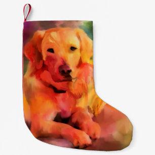 Golden Retriever Dog Wasserfarben Kunst, Dichtung Kleiner Weihnachtsstrumpf