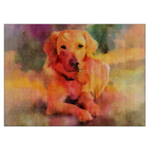 Golden Retriever Dog Wasserfarben Kunst, Dichtung  Schneidebrett