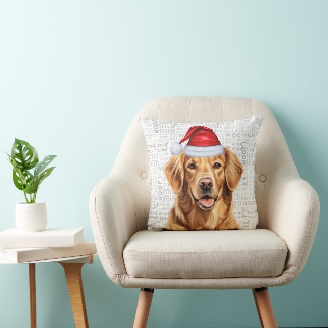 Golden Retriever Dog Wasserfarben Weihnachten Kissen (Stuhl )