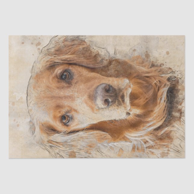 Golden Retriever Dog Watercolor Seidenpapier (Vorderseite)