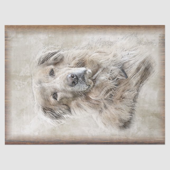 Golden Retriever Dog Watercolor Seidenpapier (Vorderseite)