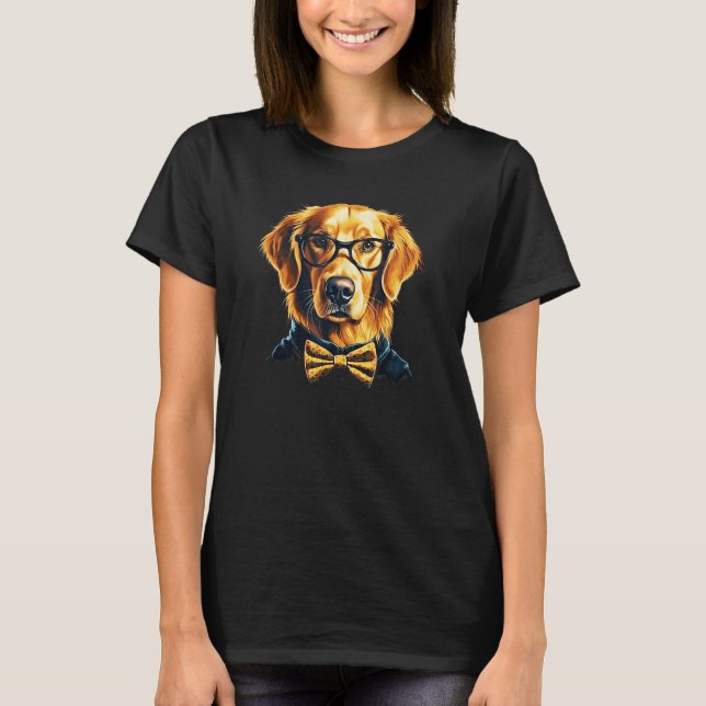 Golden Retriever  Dog Wearing Glasses T-Shirt (Vorderseite)