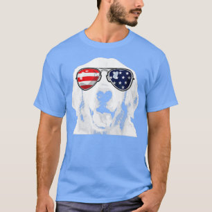 Golden Retriever Dog Wearing USA Flag Sonnenbrille T-Shirt