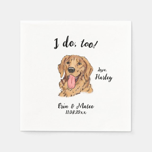 Golden Retriever Dog Wedding Cocktail Napkins Serviette (Vorderseite)