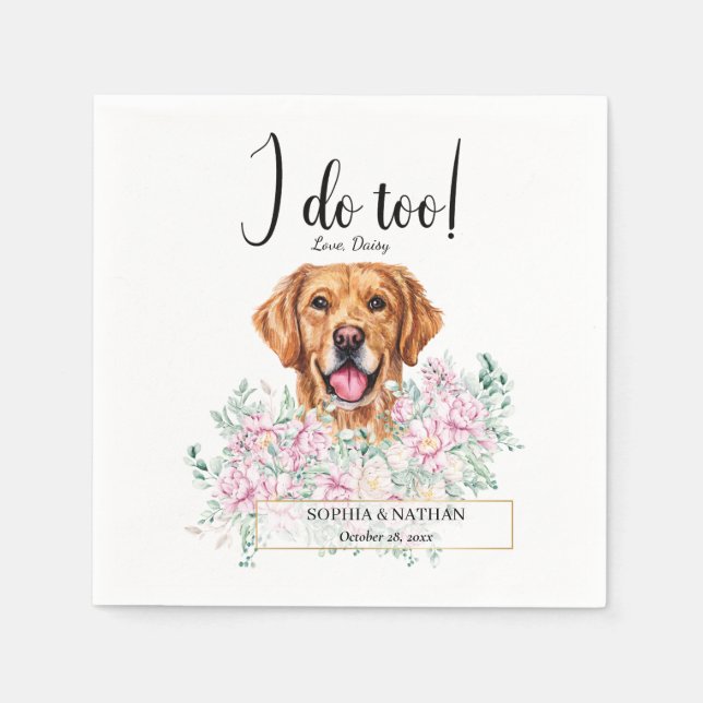 Golden Retriever Dog Wedding Cocktail Napkins Serviette (Vorderseite)