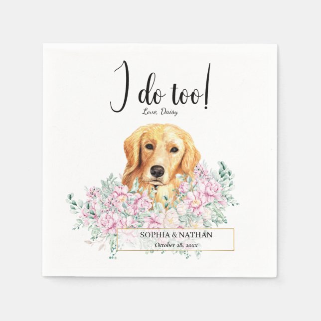 Golden Retriever Dog Wedding Cocktail Napkins Serviette (Vorderseite)
