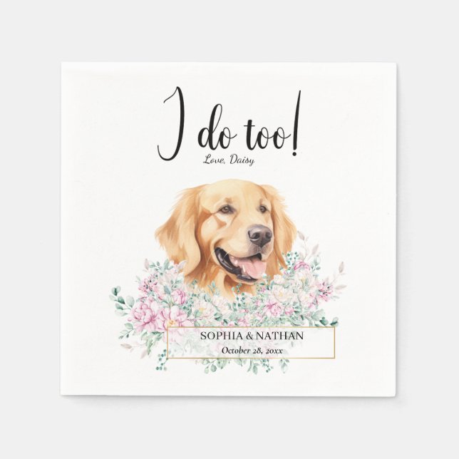 Golden Retriever Dog Wedding Cocktail Napkins Serviette (Vorderseite)