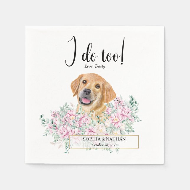Golden Retriever Dog Wedding Cocktail Napkins Serviette (Vorderseite)