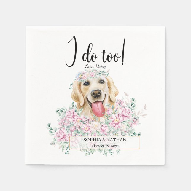 Golden Retriever Dog Wedding Cocktail Napkins Serviette (Vorderseite)