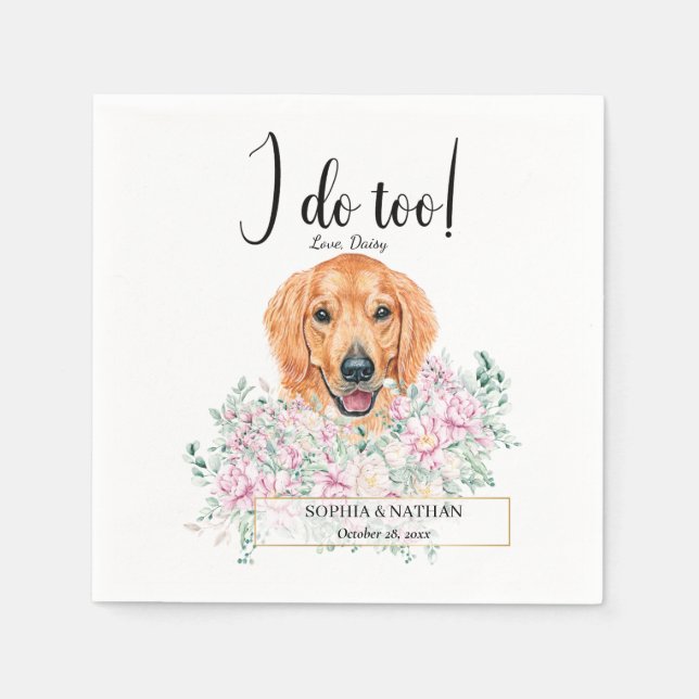 Golden Retriever Dog Wedding Cocktail Napkins Serviette (Vorderseite)