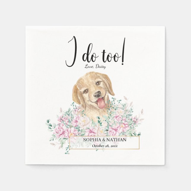 Golden Retriever Dog Wedding Cocktail Napkins Serviette (Vorderseite)