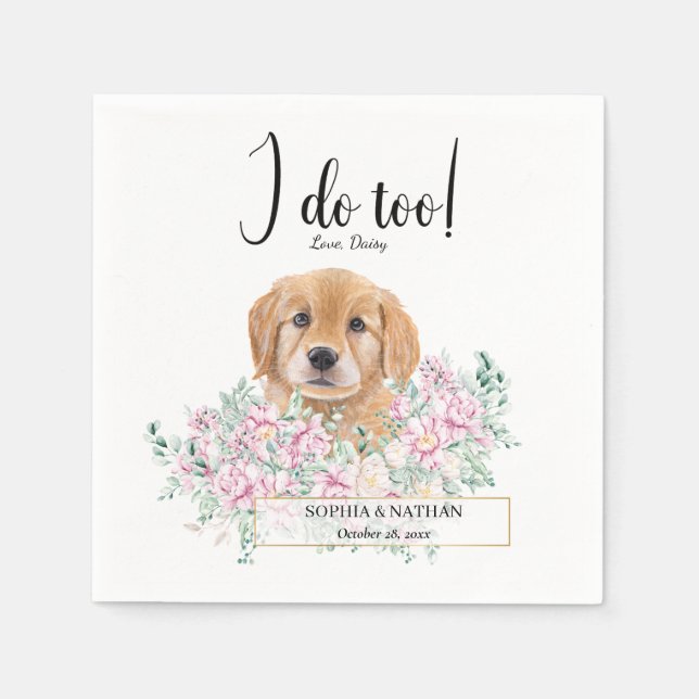 Golden Retriever Dog Wedding Cocktail Napkins Serviette (Vorderseite)
