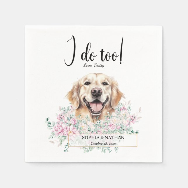 Golden Retriever Dog Wedding Cocktail Napkins Serviette (Vorderseite)
