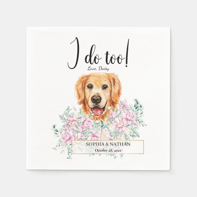 Golden Retriever Dog Wedding Cocktail Napkins Serviette (Vorderseite)