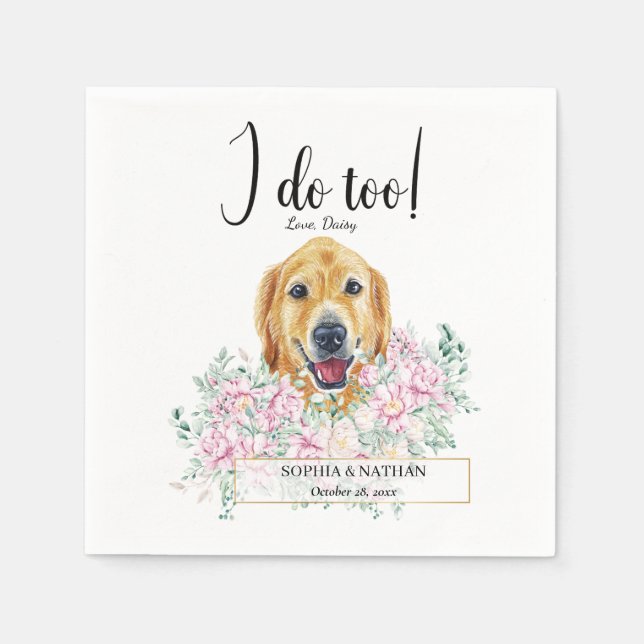 Golden Retriever Dog Wedding Cocktail Napkins Serviette (Vorderseite)