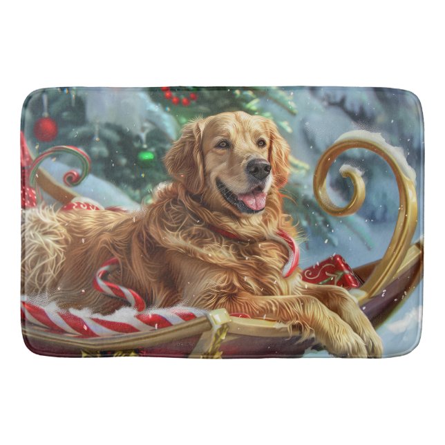 Golden Retriever Dog Weihnachten Badematte (Vorderseite)