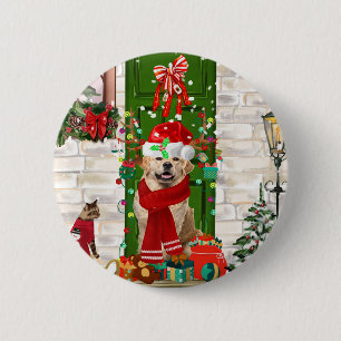 Golden Retriever Dog Weihnachten Button